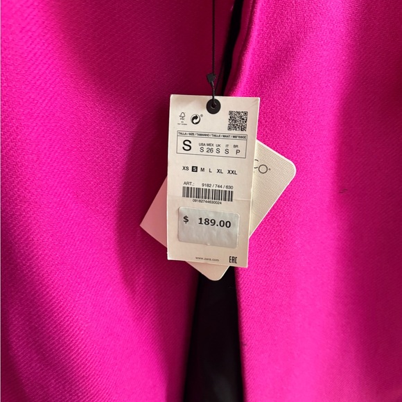 ZARA x Manteco Hot Pink Wool Blend Tailored Coat – Size Small – NWT $189 - Picture 4 of 5